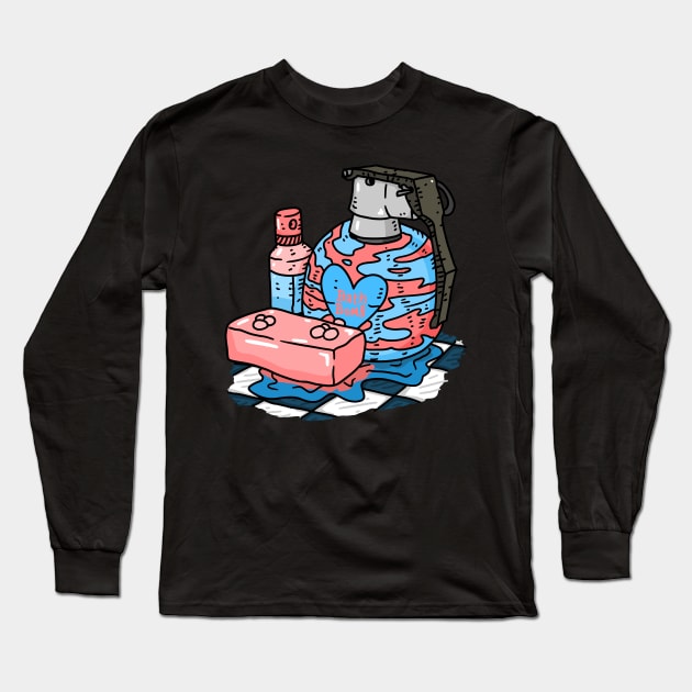 bath bomb grenade, blue and pink. Long Sleeve T-Shirt by JJadx